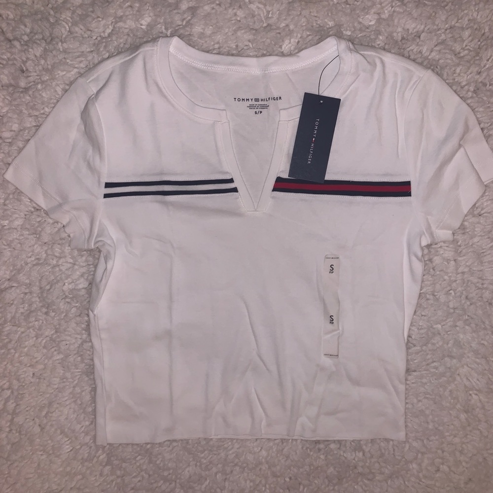 White Tommy Hilfiger polo top